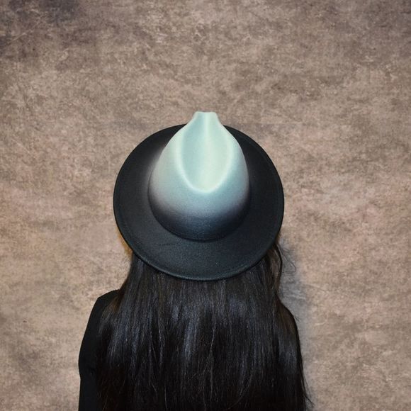 Green/Black Gradient Fedora hat - Picture 2 of 5